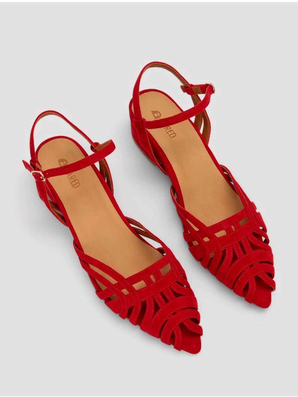Bared Footwear Red Strappy Low Block Heel Sandals — image 5 of 8